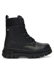 Tommy Hilfiger Trapery Lace-Up Bootie T3A5-34046-1695 S Czarny. Czarne buty zimowe chłopięce Tommy Hilfiger, bez wzorów, ze skóry, bez zapięcia. Za 339.99 zł.