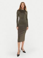 MICHAEL Michael Kors Sukienka dzianinowa MF482KPAFB Złoty Slim Fit. Żółte sukienki damskie MICHAEL Michael Kors, m, bez wzorów, z dzianiny, bez kołnierzyka, bez ramiączek. Za 739.99 zł.