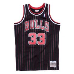 Koszulka Nba Chicago Bulls Scottie Pippen. Czarne koszulki sportowe męskie Mitchell & Ness, bez wzorów, bez kołnierzyka, bez ramiączek, do koszykówki. Za 503.50 zł.