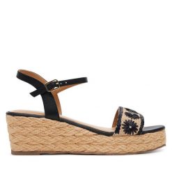 Espadryle Gioseppo. Czarne sandały damskie Gioseppo, bez wzorów, bez obcasa, bez zapięcia. Za 249.99 zł.