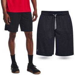 Spodenki fitness męskie UNDER ARMOUR Tech Mesh Shorts Szorty. Czarne krótkie spodenki sportowe męskie Under Armour, m, bez wzorów, z meshu, na fitness i siłownię. Za 119.99 zł.