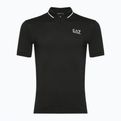 Koszulka męska EA7 Emporio Armani Golf Pro Polo. Czarne koszulki polo męskie EA7 Emporio Armani, l, bez wzorów, z elastanu, bez kołnierzyka, bez ramiączek, na golfa. Za 389.99 zł.