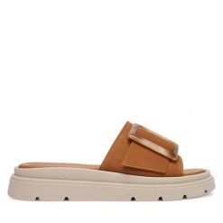 Klapki Tamaris. Brązowe klapki damskie Tamaris, bez wzorów, bez obcasa. Za 299.99 zł.