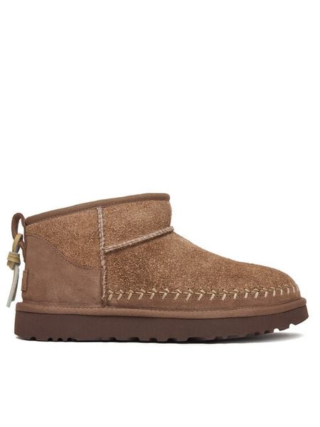 Ugg Śniegowce W Classic Ultra Mini Biarritz 1171538 Beżowy. Brązowe śniegowce i trapery damskie UGG, ze skóry. Za 809.99 zł.