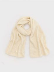 Miękki szalik z cekinami - złamana biel. Szaliki i chusty damskie Reserved, bez wzorów. W wyprzedaży za 25.99 zł.