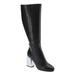Czarne Kozaki Grace Damskie Stylowe Obuwie. Czarne kozaki damskie Grace, ze skóry, bez obcasa, na obcasie. Za 489.00 zł.