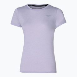 Koszulka do biegania damska Mizuno Core Tee. Fioletowe koszulki sportowe damskie Mizuno, s, bez wzorów, z materiału, bez kołnierzyka, bez ramiączek, do biegania. Za 131.80 zł.