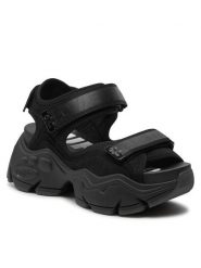 Buffalo Sandały Binary 0 1602196 Czarny. Czarne klapki damskie Buffalo, bez wzorów, ze skóry, bez obcasa, na płaskiej podeszwie, bez zapięcia. Za 309.99 zł.