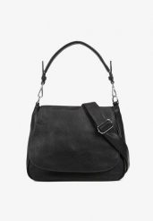 Czarna Torebka z Klapą w Stylu Listonoszki z Paskiem i Rączką Malurelle. Czarne listonoszki damskie Renee, bez wzorów, z jeansu, eleganckie, bez dodatków. Za 129.99 zł.