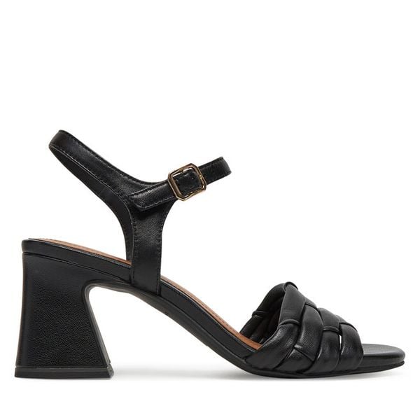 Sandały Tamaris. Czarne sandały damskie Tamaris, bez wzorów, bez obcasa, na słupku, bez zapięcia. Za 249.99 zł.