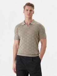 KARL LAGERFELD Polo 655005 562301 Khaki Slim Fit. Brązowe koszulki polo męskie KARL LAGERFELD, m, bez wzorów, z bawełny, bez ramiączek. Za 589.99 zł.