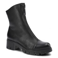 Czarne Botki Simen Damskie Skórzane Modne Obuwie. Czarne botki damskie Simen, na jesień, z futra, klasyczne, bez obcasa, na obcasie, bez zapięcia. Za 429.00 zł.