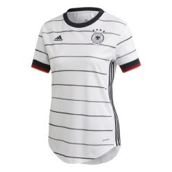 Koszulka domowa dla kobiet Allemagne 2020. Białe koszulki sportowe damskie Adidas, s, bez wzorów, bez kołnierzyka, bez ramiączek, do piłki nożnej. W wyprzedaży za 343.00 zł.