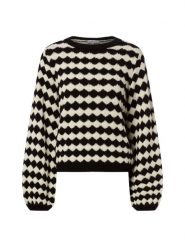 More & More Sweter damski z zawartością wełny Kobiety Sztuczne włókno biały|czarny wzorzysty, 42. Białe swetry damskie More & More, bez wzorów, z wełny, bez kołnierzyka, bez ramiączek, bez kaptura. Za 379.95 zł.