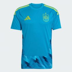 Bramkarska koszulka domowa Hiszpania 26. Niebieskie bluzy męskie Adidas, bez wzorów, bez kołnierzyka, bez ramiączek, do piłki nożnej, climacool (adidas). Za 439.00 zł.