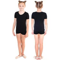 Koszulka do gimnastyki i tańca z krótkim rękawem elastyczna INDIGO. Czarne t-shirty damskie INDIGO SPORTS, xs, bez wzorów, z materiału, bez kołnierzyka. Za 56.00 zł.