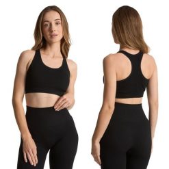 Biustonosz treningowy XTREXO Rexi Up Seamless Bra. Czarne obuwie sportowe damskie XTREXO, bez wzorów, na fitness i siłownię. Za 49.99 zł.