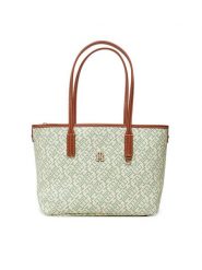 Tommy Hilfiger Torebka Th Monoplay Leather Mini Tote AW0AW17415 Zielony. Zielone torebki do ręki damskie Tommy Hilfiger, bez wzorów, ze skóry, bez dodatków. Za 409.99 zł.