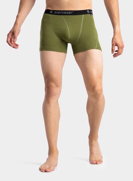 Bokserki termoaktywne męskie Sensor Merino DF Boxers. Zielone bielizna termoaktywna męska Sensor, m, bez wzorów, z materiału. Za 142.99 zł.