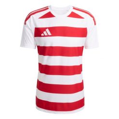 Koszulka męska adidas Hooped 26 Jersey biało-czerwona KF3388. Białe koszulki sportowe męskie Adidas, m, bez wzorów, z jersey, bez kołnierzyka, bez ramiączek, do piłki nożnej. Za 90.99 zł.