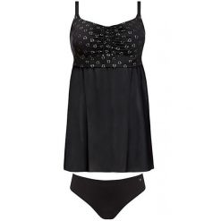 Strój kąpielowy plażowy damski tankini Self Paris. Czarne bikini damskie SELF HEAT, bez wzorów. Za 199.00 zł.