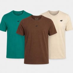 KOMPLET KOSZULEK MĘSKICH 4F ZESTAW T-SHIRT 3PAK. T-shirty męskie 4f, l, bez wzorów, z bawełny, sportowe, bez kołnierzyka. Za 181.98 zł.