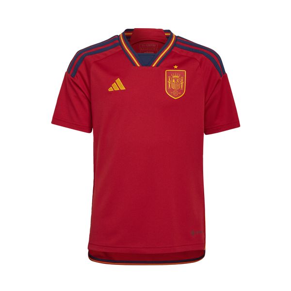 Spain 22 Home Jersey. Czerwone koszulki sportowe męskie Adidas, bez wzorów, z jersey, bez kołnierzyka, bez ramiączek, do piłki nożnej. W wyprzedaży za 272.80 zł.