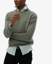 Superdry Sweter Essentials z bawełny organicznej – Lily Pad Green Marl. Zielone swetry przez głowę męskie Superdry., m, bez wzorów, z bawełny, bez kołnierzyka. Za 250.40 zł.