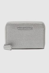 VALENTINO Zestaw srebrny portfel damski z lusterkiem. Szare portfele damskie Valentino by Mario Valentino, bez wzorów, ze skóry. W wyprzedaży za 299.99 zł.