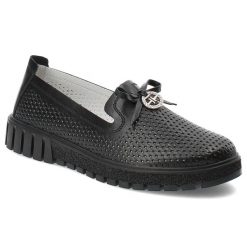 Czarne Półbuty Filippo Eleganckie Wsuwane Obuwie Damskie. Czarne półbuty damskie Filippo, na wiosnę, bez wzorów, ze skóry, biznesowe, bez obcasa, bez zapięcia. Za 159.00 zł.