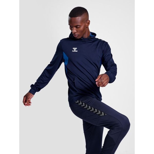 Poliestrowa bluza z kapturem Hummel Authentic. Niebieskie bluzy męskie Hummel, bez wzorów, z kapturem. Za 212.50 zł.