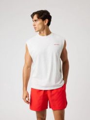 Bjorn_borg BORG GYM SLEEVELESS T-SHIRT z recyklingowanego poliestru – ULTRA. Szare t-shirty męskie Björn Borg, m, bez wzorów, z materiału, sportowe, bez kołnierzyka. Za 249.50 zł.