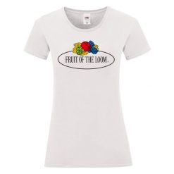 Damska Koszulka Z Logo W Stylu Vintage. Białe koszulki sportowe damskie Fruit of the Loom, xl, bez wzorów, bez kołnierzyka, bez ramiączek, trekkingowe. Za 40.99 zł.
