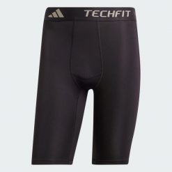 Krótkie kompresyjne legginsy treningowe TECHFIT. Czarne buty sportowe męskie Adidas, xl, bez wzorów, z materiału, na fitness i siłownię, techfit (adidas). Za 129.00 zł.