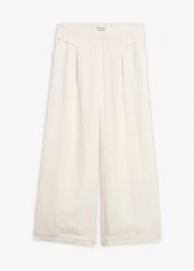 Spodnie culotte z lejącej wiskozy. Białe spodnie materiałowe damskie bonprix, bez wzorów, z wiskozy. Za 79.99 zł.