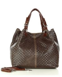 Shopperka c. brązowa MARCO MAZZINI s147h. Brązowe torebki do ręki damskie bez wzorów, ze skóry, eleganckie, bez dodatków. Za 341.05 zł.