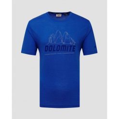 T-shirt męski Dolomite Cristallo Merino SS. Niebieskie t-shirty męskie Dolomite, m, bez wzorów, bez kołnierzyka. W wyprzedaży za 223.00 zł.