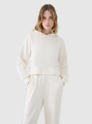 4F Bluza dresowa nierozpinana z modalem damska - biała XXL. Białe bluzy damskie 4f, xs, bez wzorów, z dresówki, bez kaptura. W wyprzedaży za 129.99 zł.