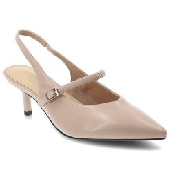 Czółenka damskie S.Barski, cholewka ze skóry naturalnej licowej elegancki fason slingback smukły obcas, beżowe, CR61-3046. Brązowe czółenka damskie S.BARSKI, bez wzorów, ze skóry, eleganckie, bez obcasa, na obcasie, bez zapięcia. Za 239.00 zł.