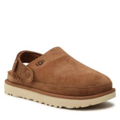 Klapki Ugg. Brązowe klapki damskie UGG, bez wzorów, bez obcasa. Za 589.99 zł.