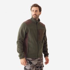 Polar outdoor Solognac 500 dwukolorowy. Brązowe bluzy męskie SOLOGNAC, m, bez wzorów, z bawełny, bez kaptura. Za 99.99 zł.