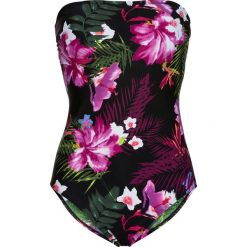 Kostium kąpielowy bonprix czarno-lila z nadrukiem. Kostiumy jednoczęściowe damskie marki NABAIJI. Za 89.99 zł.