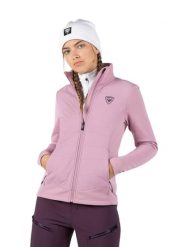 Bluza narciarska Rossignol W Classique Hybrid Clim FZ różowa. Czerwone bluzy sportowe damskie Rossignol, l, bez wzorów, z elastanu, bez kaptura, narciarskie, primaloft. Za 595.50 zł.