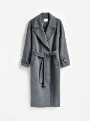 Płaszcz z dodatkiem wełny - szary. Szare płaszcze damskie Reserved, l, bez wzorów, z tkaniny, bez kaptura. Za 599.99 zł.