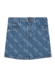 Guess Spódnica jeansowa J6RD03 D5FM0 Niebieski Regular Fit. Niebieskie spódniczki dla dziewczynek Guess, z aplikacjami, z bawełny. Za 219.99 zł.