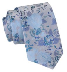 Męski Krawat Angelo di Monti - Duże Kwiaty. Niebieskie krawaty i muchy Angelo di Monti, bez wzorów, z tkaniny, eleganckie. Za 45.00 zł.