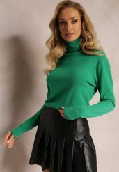 Zielony Sweter Golf o Dopasowanym Fasonie z Wiskozą Nalexa. Zielone swetry damskie Renee, l, bez wzorów, z dzianiny, klasyczne, bez kołnierzyka, bez ramiączek, długie, bez kaptura. Za 54.99 zł.
