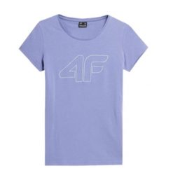 Koszulka Damska 4F. Niebieskie koszulki sportowe damskie 4f, bez wzorów, bez kołnierzyka, bez ramiączek. Za 60.99 zł.