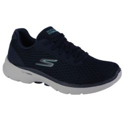 Buty sportowe Sneakersy damskie, Skechers Go Walk 6 - Iconic Vision. Niebieskie obuwie sportowe damskie Skechers, bez wzorów, trekkingowe. Za 279.99 zł.