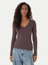 Tommy Jeans Bluzka Essential DW0DW17990 Brązowy Slim Fit. Brązowe bluzki damskie Tommy Jeans, l, bez wzorów, z bawełny, bez kołnierzyka, bez ramiączek. Za 189.99 zł.